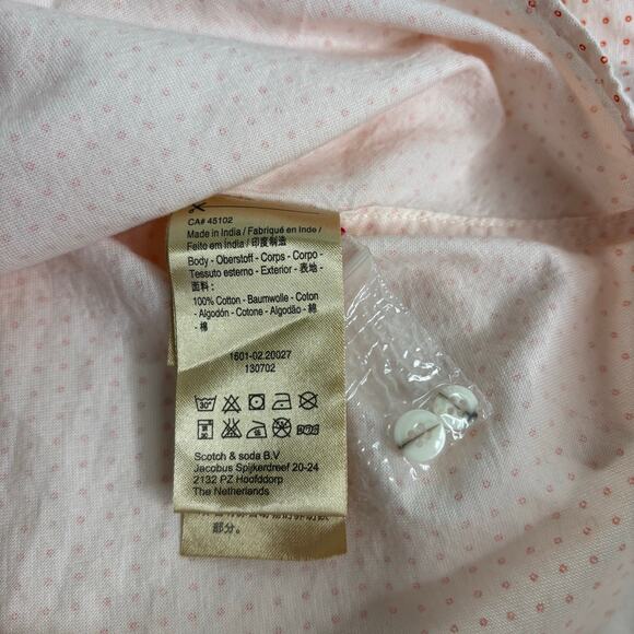 Scotch & Soda Men’s Vacanza Cotton Orange Dot Long Sleeve Button Down Shirt L - Picture 4 of 7